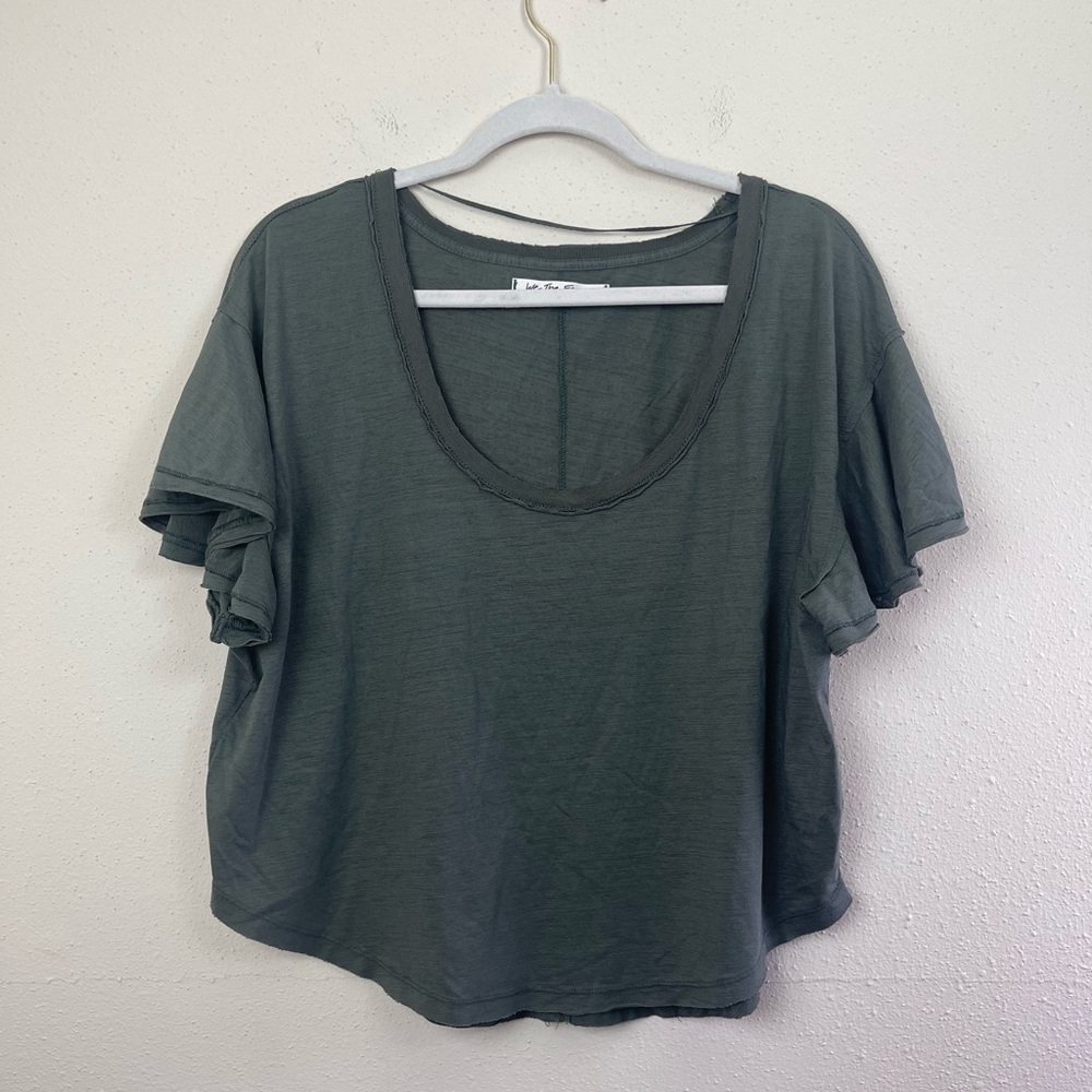 We The Free Olive Scoop Neck Tee Size Small